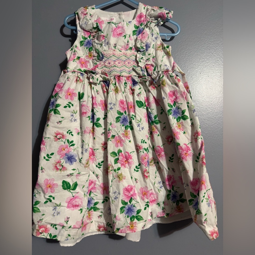 Bonnie Jean Pink and Green Floral Dress